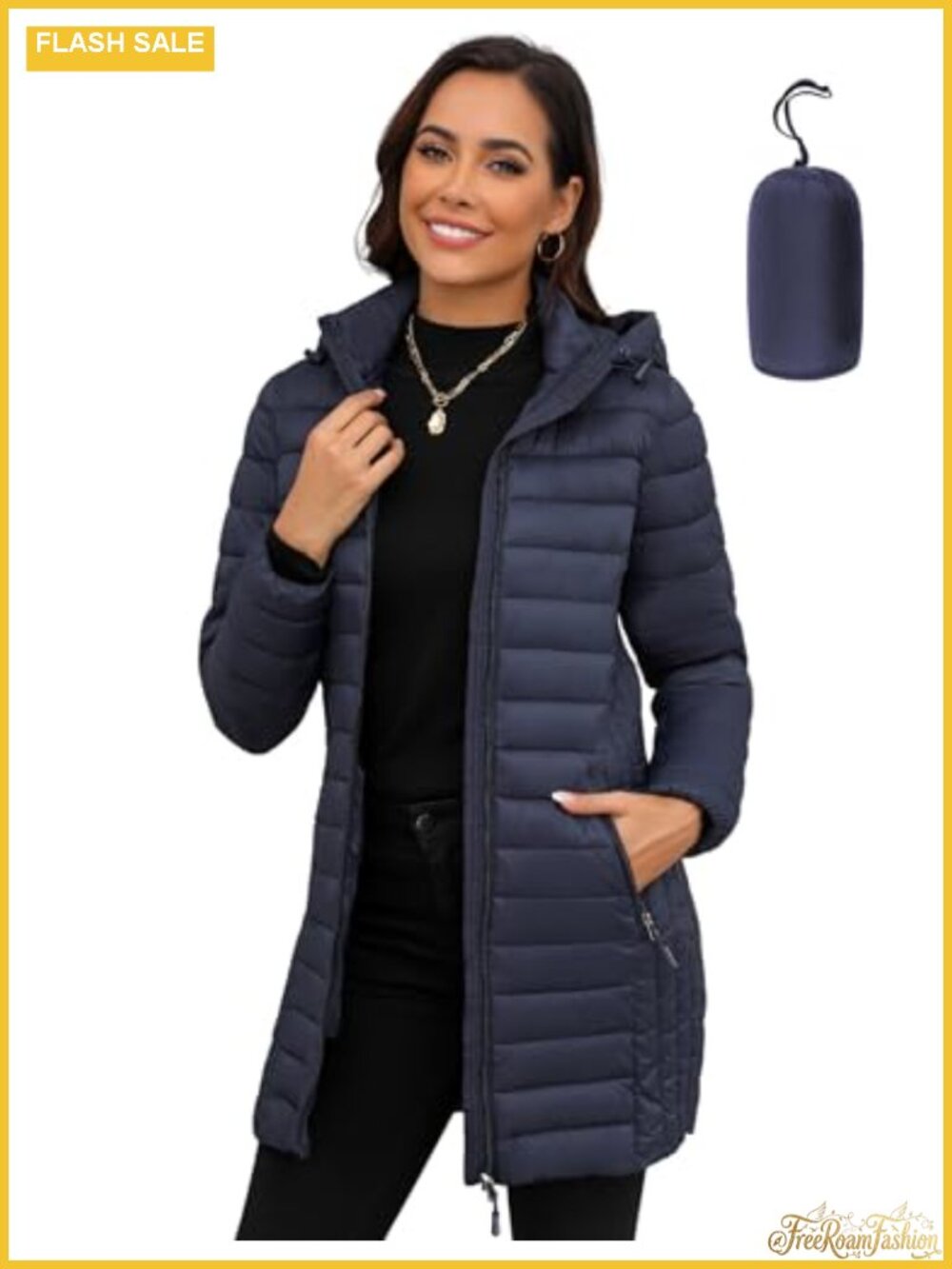 Ultralight Packable Puffer Jacket Detachable Hood Quilted Zip Women's